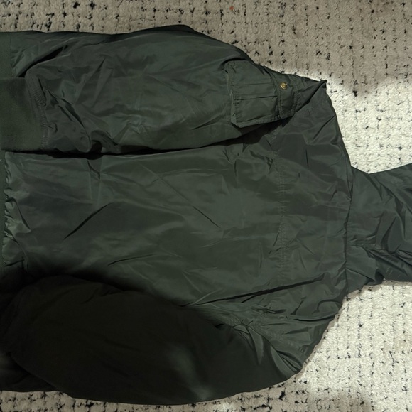 Vintage 90s Y2k Baby Phat Split Hood E Crop Fit Bomber Jacket green  Faux Fur 3X - Picture 8 of 9